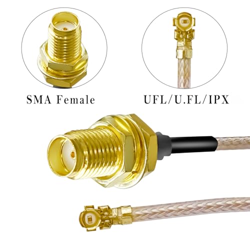 5pcs RG178 UFL SMA Coaxial Cable, U.FL to SMA Female Pigtail Jumper, SMA Female to U.FL IPX MHF1 Coax Cable 4inch (10cm) Low Loss Extension Cable for Wi-Fi Radios, Antenna, Mini PCI