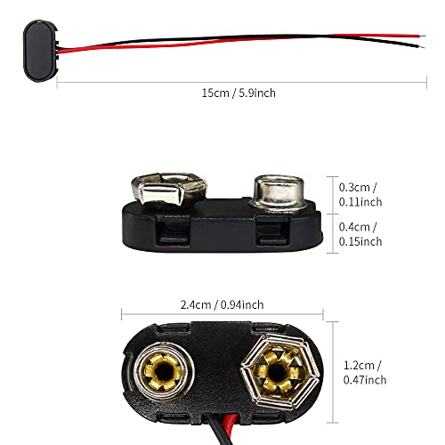VWEICYY 9 Volt Battery Connectors,100 PCS T-Type 9 Volt Battery Buckle Connector Hard Buckle Plastic Shell(T-Type, 100 PCS) - size: 100, style: T-Type