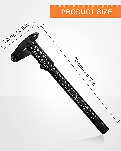 Frienda 20 Pcs Mini Plastic Caliper 6 Inch 150 mm Vernier Caliper Double Scale (Metric/inch) Black Eyebrow Ruler Plastic Vernier Ruler Sliding Gauge Measuring Tattoo Brow Tool for Student Office
