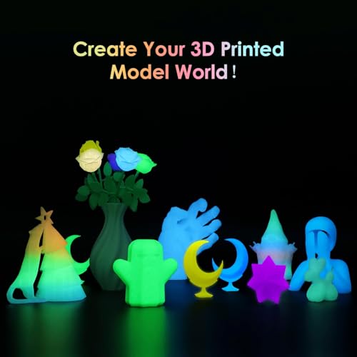 RepRapper 4 x 250g Glow Colors Pack, Glow in the Dark PLA Filament 1.75mm (+- 0.03mm) for 3D Printer, 4x250g Spools - Yellow, Purple, Green, White to Rainbow - color: Purple/Yellow/Green/White to Rainbow