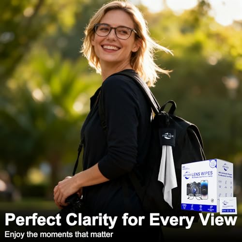 ARCHXX 400 Count Lens Wipes for Eyeglasses, +1 Clip-On Pouch Microfiber Lens Cleaner, Individually Wrapped Pre-Moistened Eye Glasses Cleaner Wipes for Glasses, Sunglasses, Camera Lenses, Streak-Free