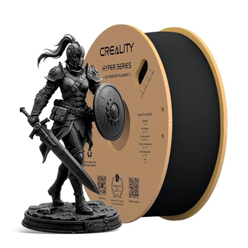 Creality Hyper PLA Filament 1.75mm, High-Speed 3D Printing Filament Up to 600mm/s, ±0.02mm Accuracy, 3D Printing Filament Fits for Most FDM 3D Printers (Black) - color: Black