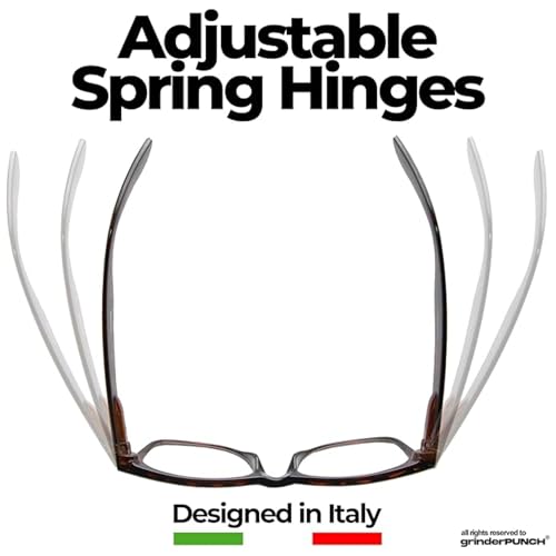 grinderPUNCH Reading Glasses for Men Readers High Power Strong 1.0 to 6.0 - color: 2 Pack Black and Tortoise Marble