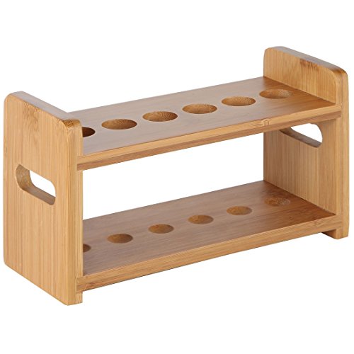 Lily's Home Bamboo Test Tube Vial Shot Glasses Holder Rack, Great as Pen Stand, Made from Bamboo with Built-In Handle, Rack Only, Glass Tubes NOT Included, 6 Tube Capacity (7/8" (22mm') Holes) - size: 6