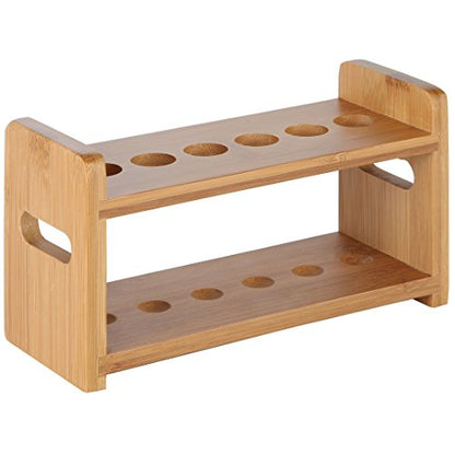 Lily's Home Bamboo Test Tube Vial Shot Glasses Holder Rack, Great as Pen Stand, Made from Bamboo with Built-In Handle, Rack Only, Glass Tubes NOT Included, 6 Tube Capacity (7/8" (22mm') Holes) - size: 6