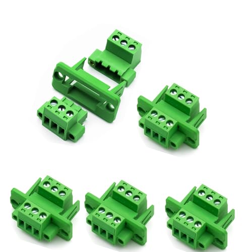 5 Set 3 Pin 5.08mm Pitch Screw Terminal Panel Mount, Through-Wall Phoenix Connectors-24-12 AWG,300V 15A - size: 3P-5Set