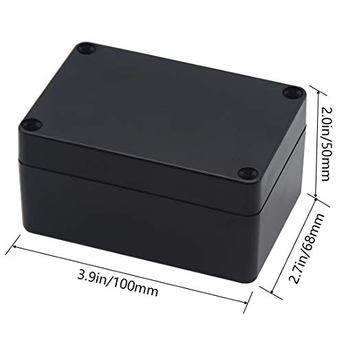 Junction Box, Zulkit Project Box IP65 Waterproof Outdoor Box ABS Plastic Electrical Boxes Electronic Enclosure Black 3.94 x 2.68 x 1.97 inch (100X68X50mm) (Pack of 2) - size: 3.94" x 2.68" x 1.97"(Pack of 2)
