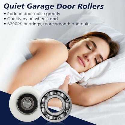 Lounsweer 117 Pcs Garage Door Roller Hardware Kit Nylon Quiet, White - color: White