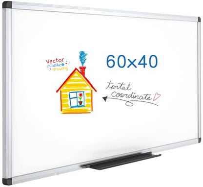 VIZ-PRO Dry Erase Board, 60" x 40" Large Magnetic Whiteboard for Wall - size: 60"W x 40"H