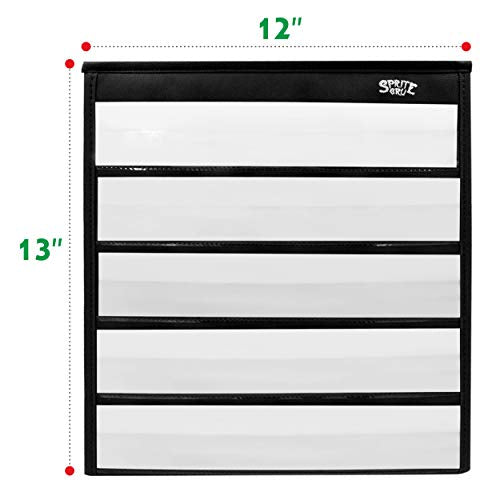 Black Tabletop Desktop Pocket Chart with Bonus 20X Dry Erase Cards. Double Sided and Self-Standing (13” X 12”) - color: Black, size: Blank Cards