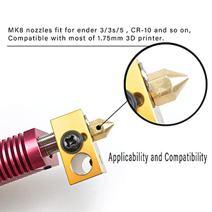 MK8 Nozzles 24 pcs Assorted Sizes 3D Printer Extruders Brass Nozzles - size: MK8 Brass, style: Kit: Various Nozzles