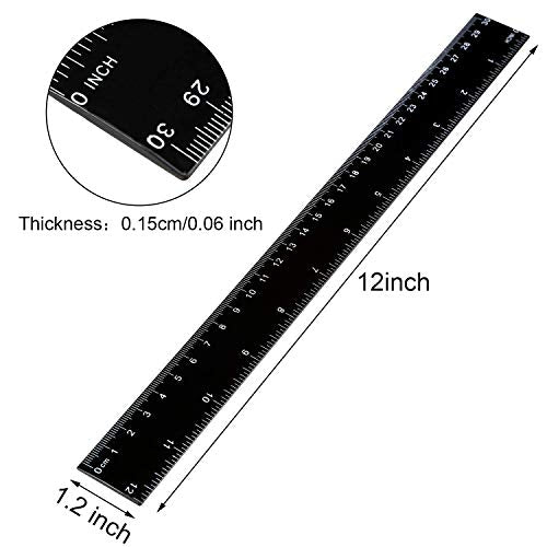 EBOOT 50 Pack 12 Inch Black Plastic Rulers Bulk for Classroom School Office - color: Black