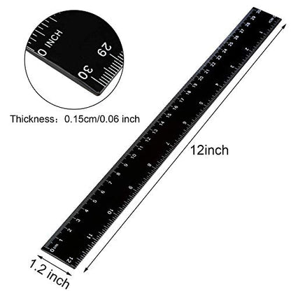 EBOOT 50 Pack 12 Inch Black Plastic Rulers Bulk for Classroom School Office - color: Black