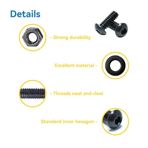 630 Pcs M3 Screws Assortment Kit, M3x6mm/8mm/10mm/12mm/16mm/20mm/25mm/30mm, Metric Hex Button Head Socket Cap Screws Nuts Washers Kit with Wrench, Black Zinc Plated - style: M3 630Pcs 6mm-30mm
