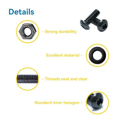 630 Pcs M3 Screws Assortment Kit, M3x6mm/8mm/10mm/12mm/16mm/20mm/25mm/30mm, Metric Hex Button Head Socket Cap Screws Nuts Washers Kit with Wrench, Black Zinc Plated - style: M3 630Pcs 6mm-30mm