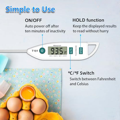 BOMATA Digital Water Thermometer for Liquid, Meat, Cooking, IPX7 Waterproof - color: White