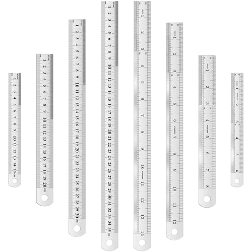 Eboot 8 Pack Steel Rulers 6, 8, 12, 14, 18, 40 Inch Metal Rulers - size: 6in+8in+12in+14in