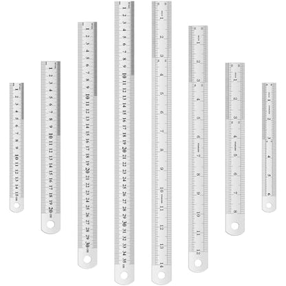 Eboot 8 Pack Steel Rulers 6, 8, 12, 14, 18, 40 Inch Metal Rulers - size: 6in+8in+12in+14in