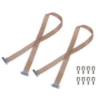 MECCANIXITY 2 Pcs IDC Rainbow Wire Flat Ribbon Cable DB25 Male to DB25 Female 39 Inch Length 2.54mm Pitch Breadboard Jumper Wires for Electronic Projects - size: 39 Inch, style: DB25 Male to DB25 Female
