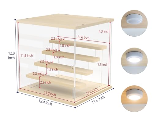 Acrylic Display Case for Collectibles, 5 Tier Figure Display Box with Door - color: Wood