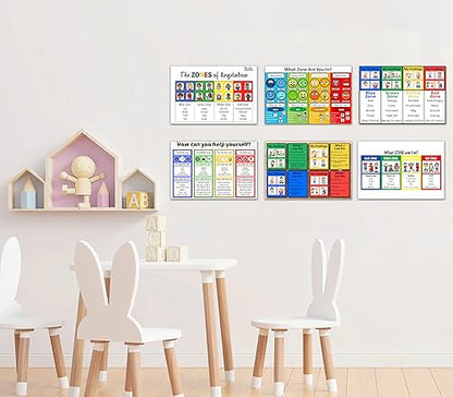 Zones of Self-Regulation Bulletin Board Set - 6 Pack Canvas Poster 8x12 In - size: 8 x 12 inches