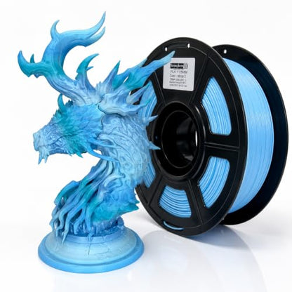 PLA 3D Printer Filament 1.75 mm,Winter Blue,Multicolor Rainbow,Translucent Blue and White,Accuracy +/- 0.05 mm net Weight 1 kg for Ender3 Cr10 - color: Pla-winter2
