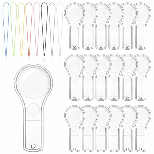 48 PCS Mini Magnifying Glass Bulk, Plastic 5X Small Magnifying Glass