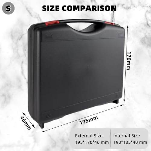 Portable Tool Box, Hard Plastic Tool Case for Tool Storage, Outdoor Storage Box for Electronics Pistols and Other Gear - Outer Size: 7.68” x 6.69” x 1.81” - size: S