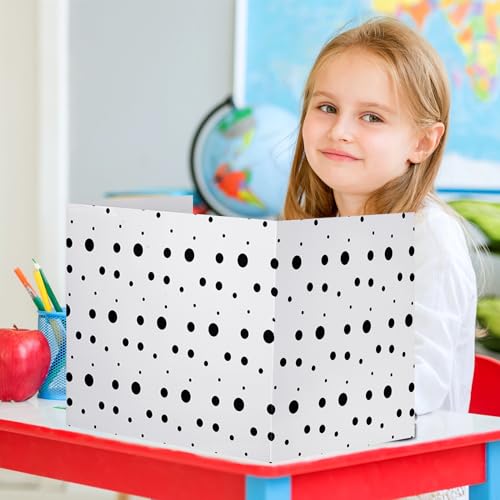 24 Pcs Privacy Folders for Students Testing, Black Dots, Black White - color: Black White, style: Black Dots