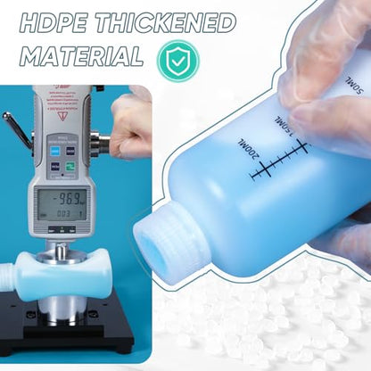 8oz/250ml Narrow Mouth Plastic Bottles with Caps, HDPE Laboratory Grade Graduated Liquid Containers for Reagent Sample Medicine Water Storage (Translucent, 4 Pcs) - size: 8 Ounces