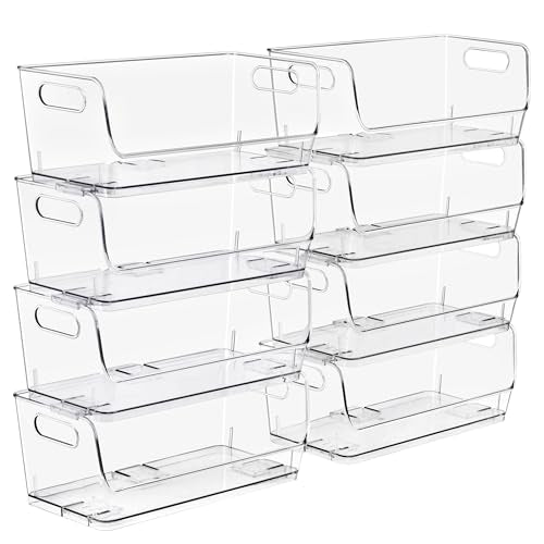 Sorbus Clear Pantry Organizer with Stackable Storage Bins, Open Front - size: Small Wide, style: 8 Pack