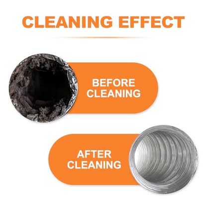 GASHER 50feet Home Dryer Vent Duct Cleaning Kit, 2 Jetter Nozzle, 1/4" NPT Ball Valve, 1/4" NPT Air Plug, 1/4"NPT Reducer Adapter - size: 50feet