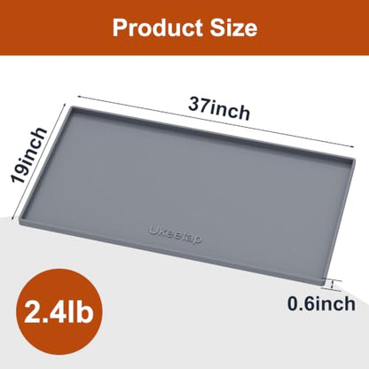 19" x 37" Extra Thick Silicone Mat Waterproof with Raised Edge, Gray - color: Gray, size: 19"L x 37"W