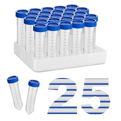50ml Centrifuge Tubes, 16000 RCF, Plug Seal Caps, Racked, 25Pcs - size: 50ml-Plug Seal Cap