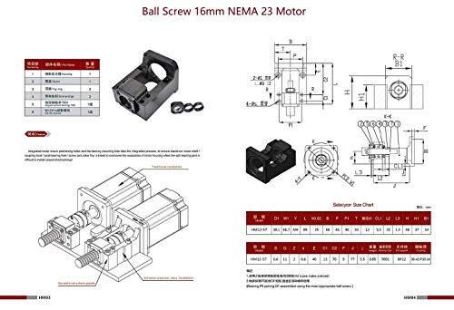 Nema 23 Stepper Motor Steel Mounting Bracket and BK12 Ball Screw Fixed End Supports Bearing Mount for 57mm Nema 23 Motor and 16mm CNC Ball Screw Ballscrew Kit SFU1604 SFU1605 1610 1616 1620 - size: BK12-57mm