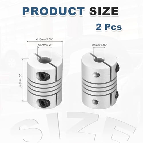 MECCANIXITY 2 Pcs 4 to 5mm Flexible Shaft Coupling 20mm L 15mm Dia - size: 4 to 5mm