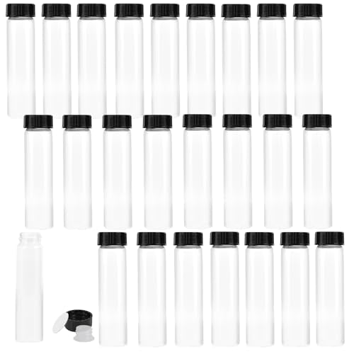 25PCS 40ml Clear Glass Small Vials with Screw Caps & Plastic Stoppers - size: 40ml