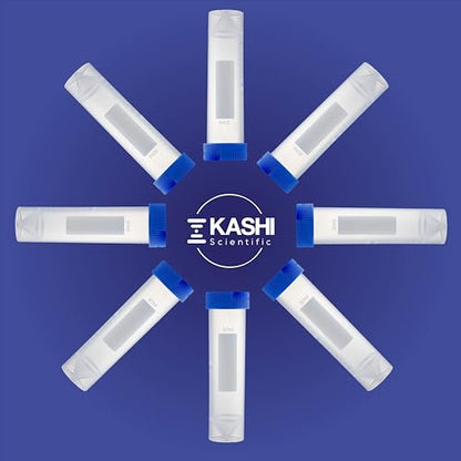 Kashi Scientific 50mL Self Standing Plastic Centrifuge Tubes with Screw Cap Lid, Skirted with Printed Graduation and Write-on Spot [50mL Self-Standing, 100] - size: 50mL Self-Standing, Sterile