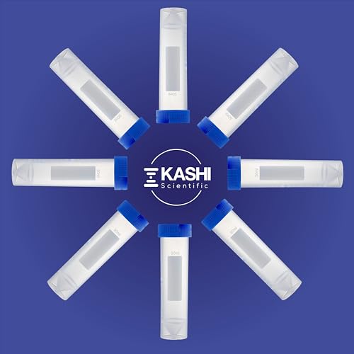 Kashi Scientific 50mL Self Standing Centrifuge Tubes with Screw Cap Lid, Lab Grade Polypropylene Plastic, Skirted, Printed Graduation, Write-on Spot [50mL Self-Standing, 500] - size: 50mL Self-Standing, Sterile