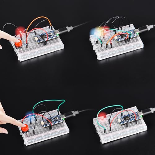 GeeekPi DIY Kit for Arduino Nano R4 with Headers, Beginner Electronics Learning Set, Includes Breadboard, LEDs, Resistors, Transistors,Push Buttons,Jumper Wires,USB-C Programming Cable,with Tutorial