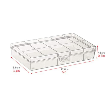 Gebildet 6 pcs Transparent Plastic Storage Case, Accessory Parts Storage Box for Tiny Beads, Herbs, Pills or Small Items - size: 12.6×8.6×1.8cm