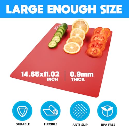 Goodluck 4 Pieces Flexible Cutting Boards, BPA Free Plastic Cutting Boards for Kitchen, Non Slip Cutting Mat for Meat and Vegetables - color: Multicolor Regular, size: 4 pieces