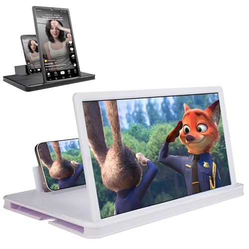 14" Screen Magnifier for Cell Phone, 3D Foldable Phone Stand Screen Enlarger, Mobile Phone Screen Amplifier, Eye-Caring for Browsing Video and Watching Movies, Reading Books (White, 14 Inch) - color: White