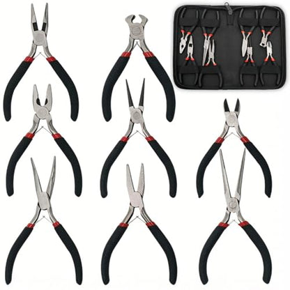 ZAVOOS 8 Pack Mini Pliers Set, Jewelry Making Tools Kit with Pouch