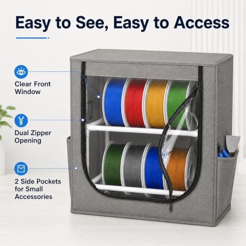 3D Printer Filament Storage Box, 2-Tier Spool Organizer for 12-16 Rolls