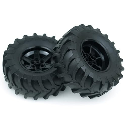 MALEKO Tires and Wheels Accessories Pack- 2 PCS Tires Dia. 107X44mm&Rim Dia. 56 X 34mm Compatible with All Major Technical Cars Robots - color: Black No.3