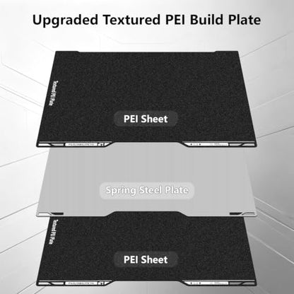 346x355mm Build Plate for Bambu Lab H2D/H2S, Double Side Black Textured PEI Sheet Flexible Spring Steel Plate Heated Bed Printing Platform for H2D, H2S 3D Printers - size: 346x355mm