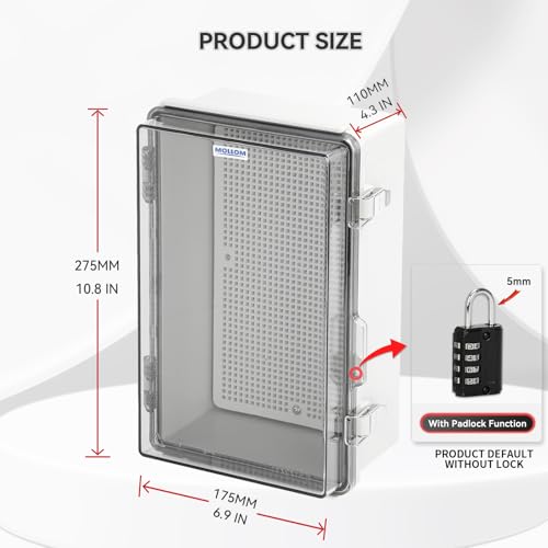 Mollom Transparent Cover Outdoor Junction Box (10.8x6.9x4.3In) - size: 10.8x6.9x4.3"