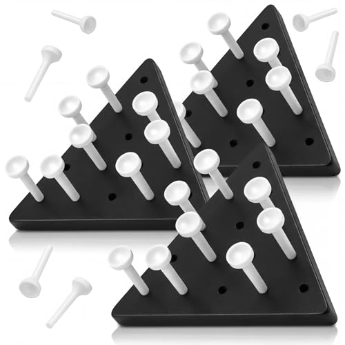 Zhanmai 3 Sets Wooden Triangle Peg Travel Game, White Peg Black Board - color: White Peg Black Board