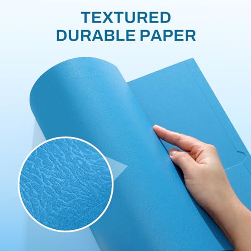 SUNEE Two Pocket Folders, 50 Pack File Folders with Business Card Slot, Textured Paper, Fit Letter Size Paper, Paper File Folder for School Office Home Business, Blue - color: Blue